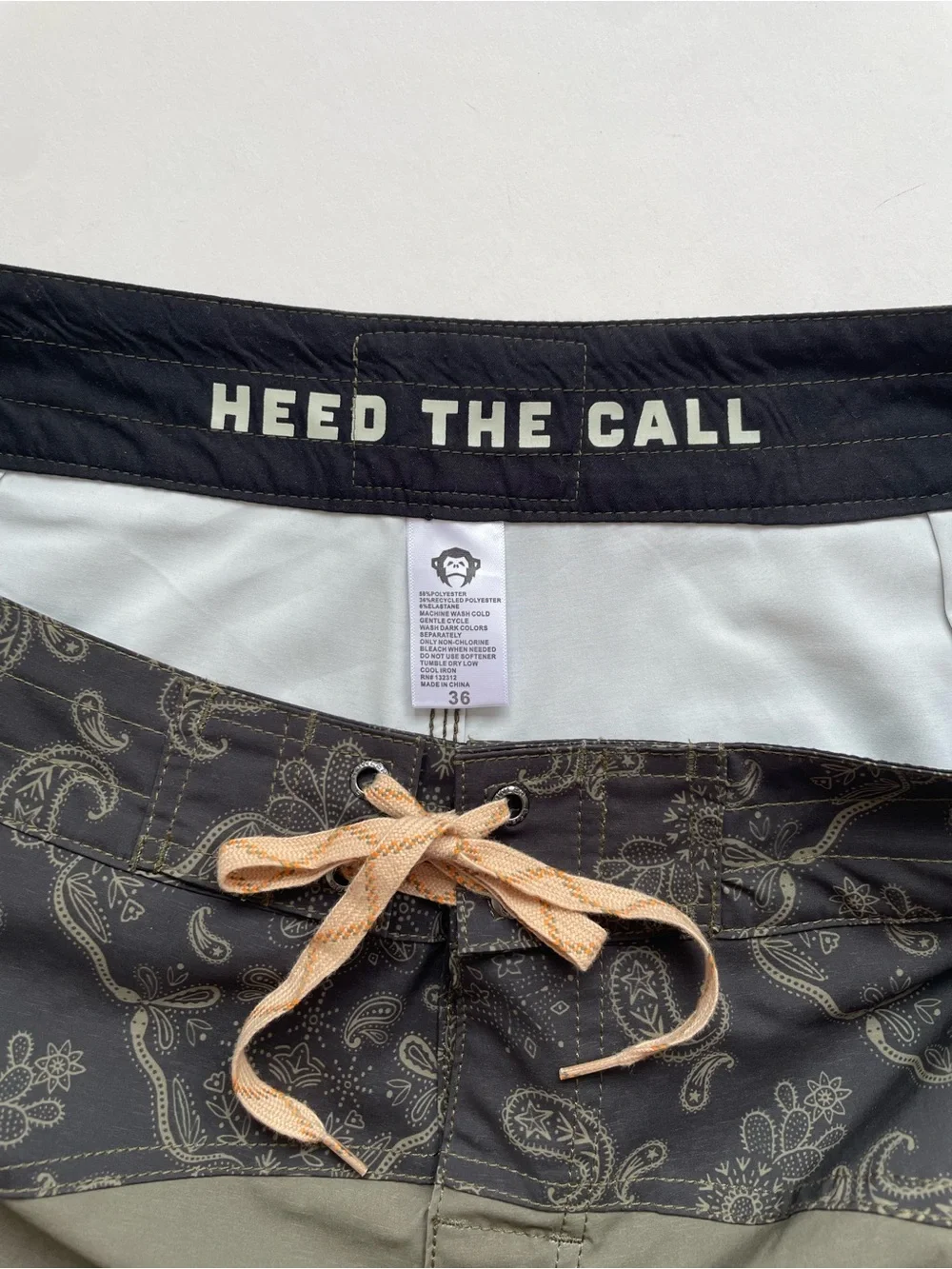 Howler Brothers Los Vaqueros Board Shorts, Bandana Dark Olive, Size 36